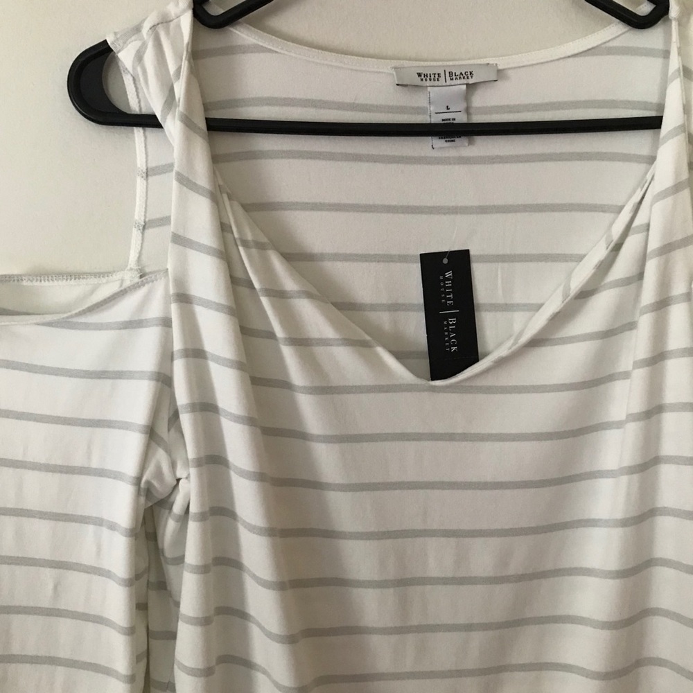 WHBM striped twisted Cold Shoulder Top size Large